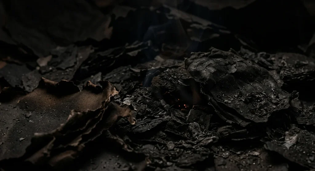 Dark as burnt paper