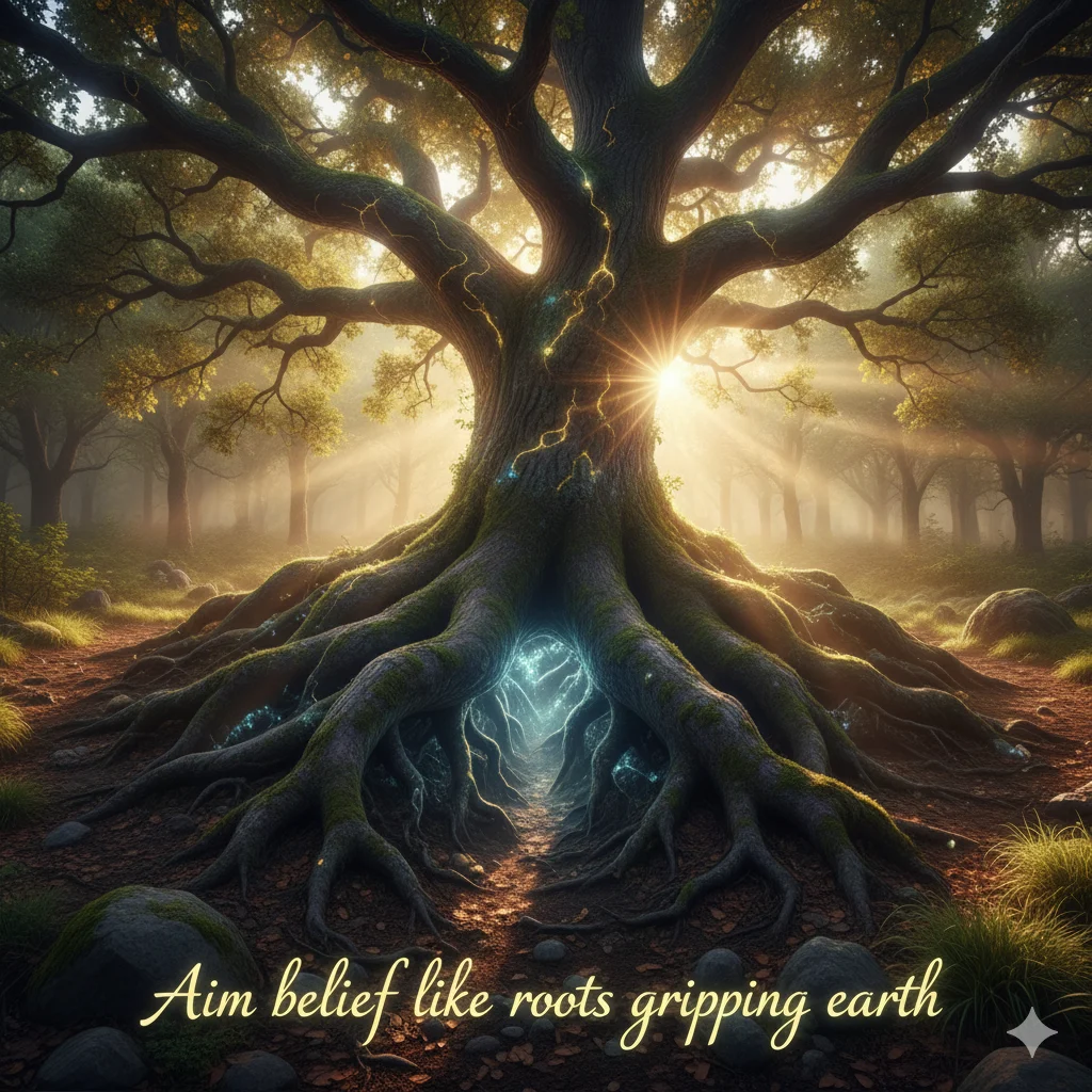 Aim belief like roots gripping earth