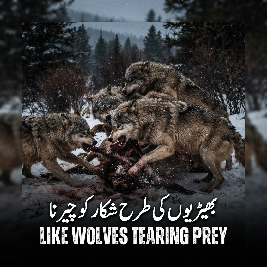 Like wolves tearing prey