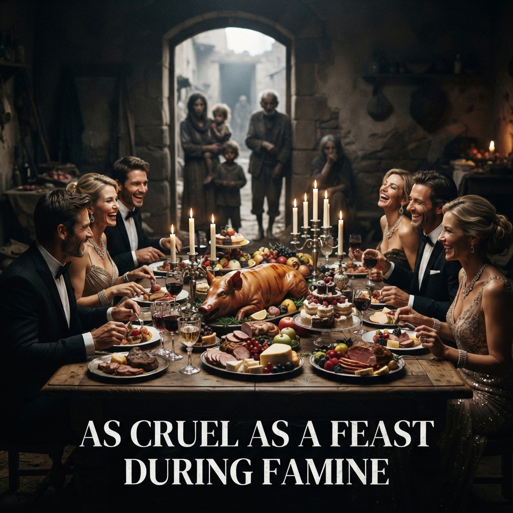 As cruel as a feast during famine