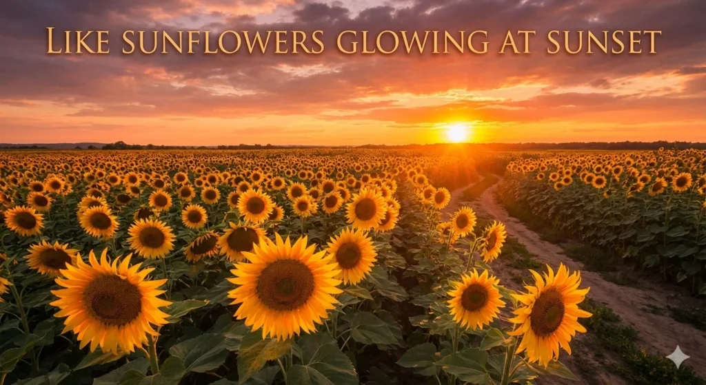  Like sunflowers glowing at sunset