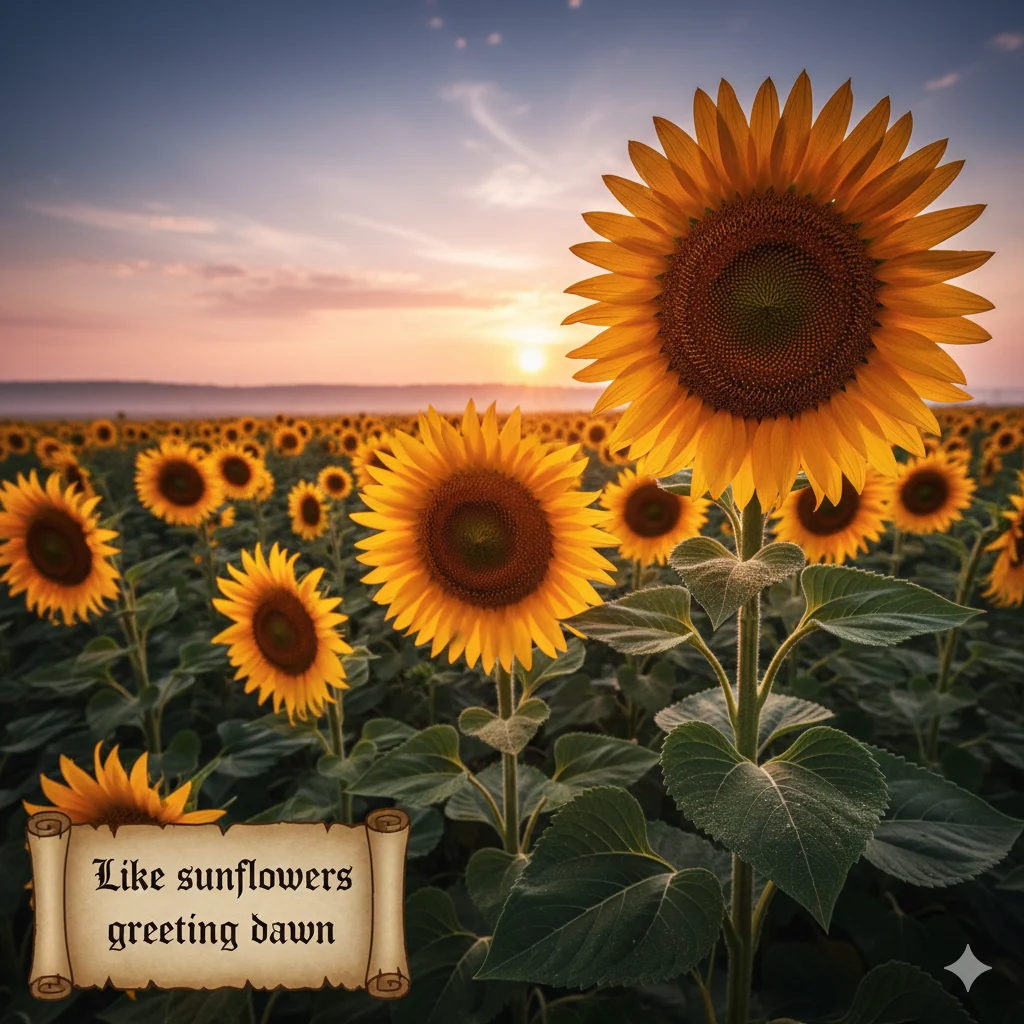  Like sunflowers greeting dawn